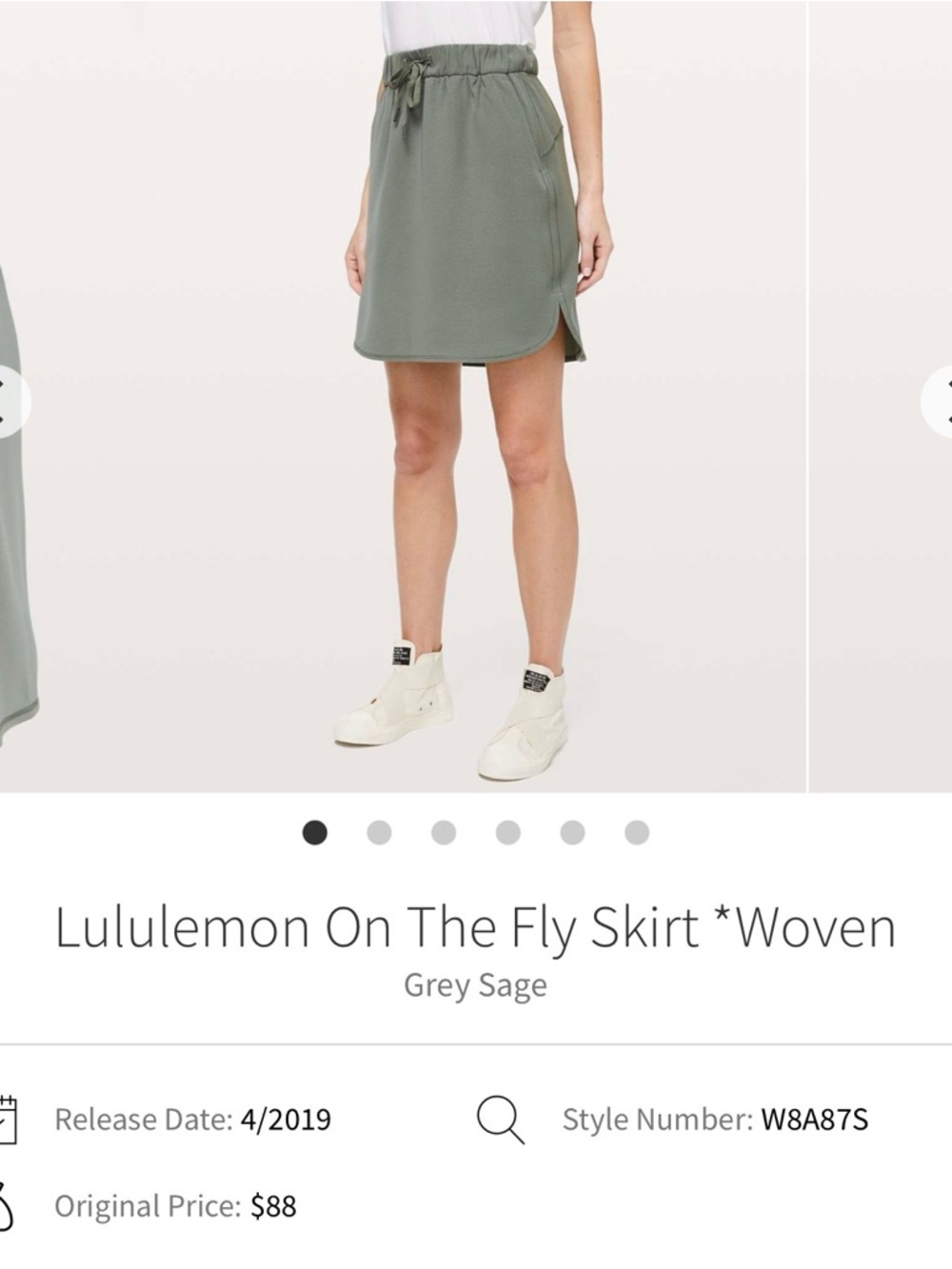lululemon On The Fly Woven Green Drawstring Midi Skirt Grey Sage